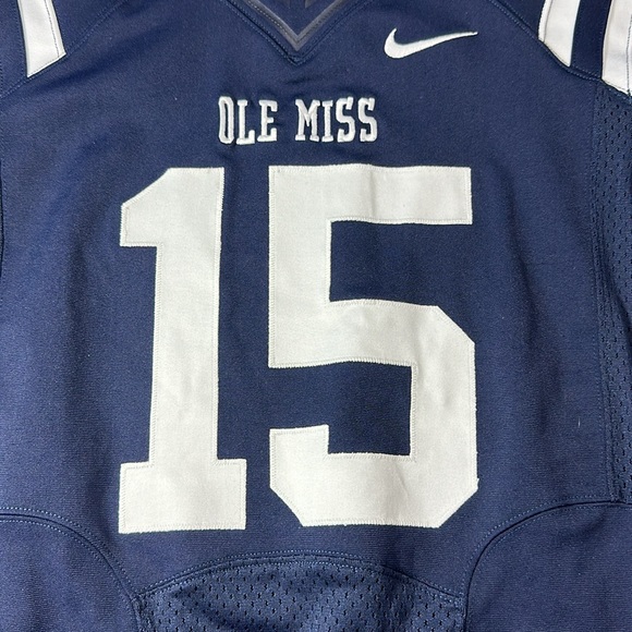 Nike Ole Miss University Boys Football Jersey Navy and White Size Medium #15 - Picture 3 of 6